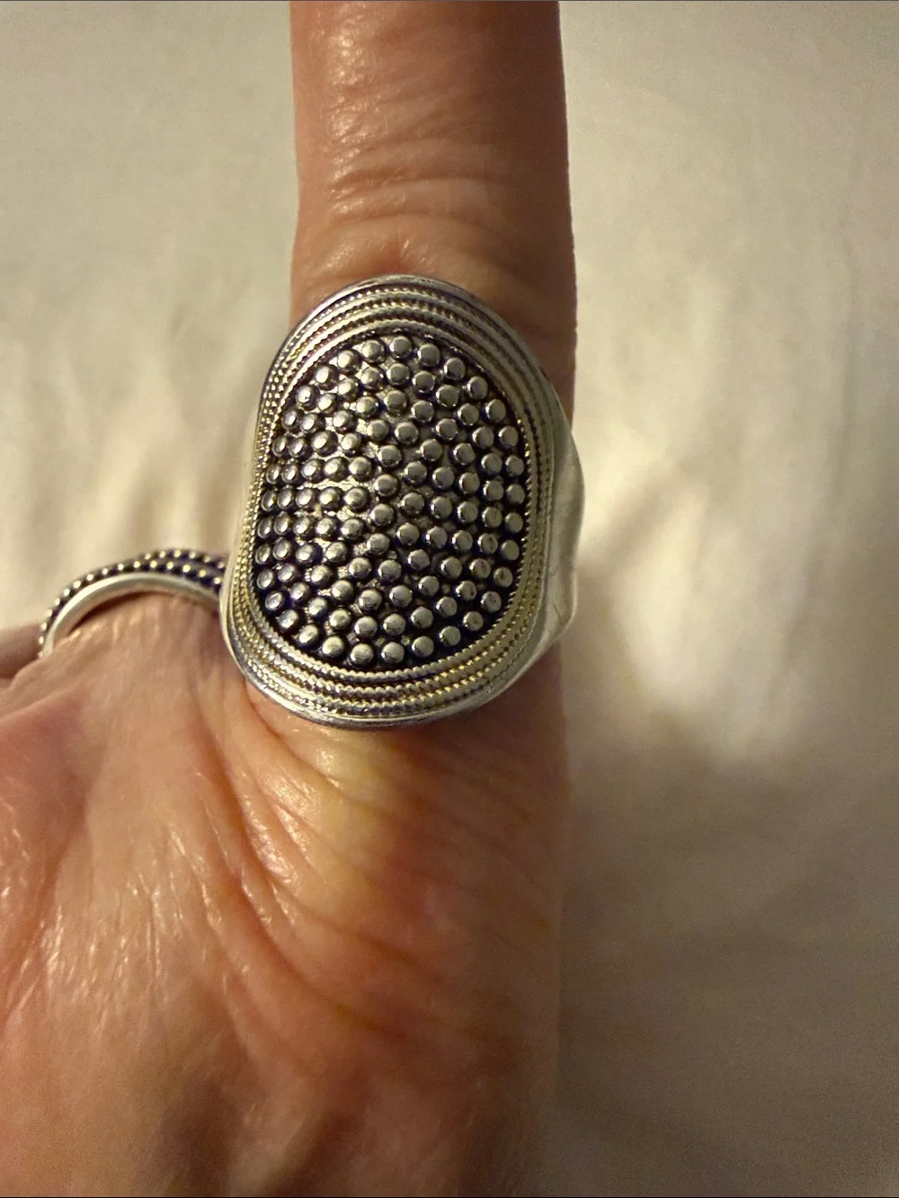 Textured Oval Silver Cocktail Ring
